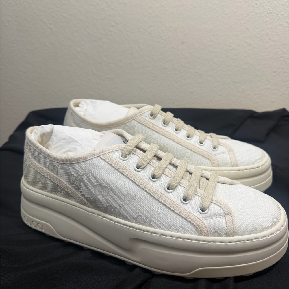 Gucci GG Treck 1977 Tennis Canvas Platform Low Top Trainer - Picture 5 of 11